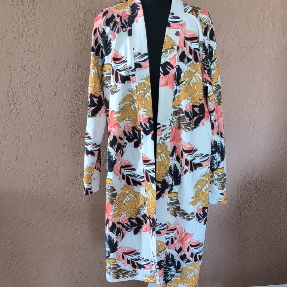 Camelya Women's Floral Long Open Cardigan Size 46/XL